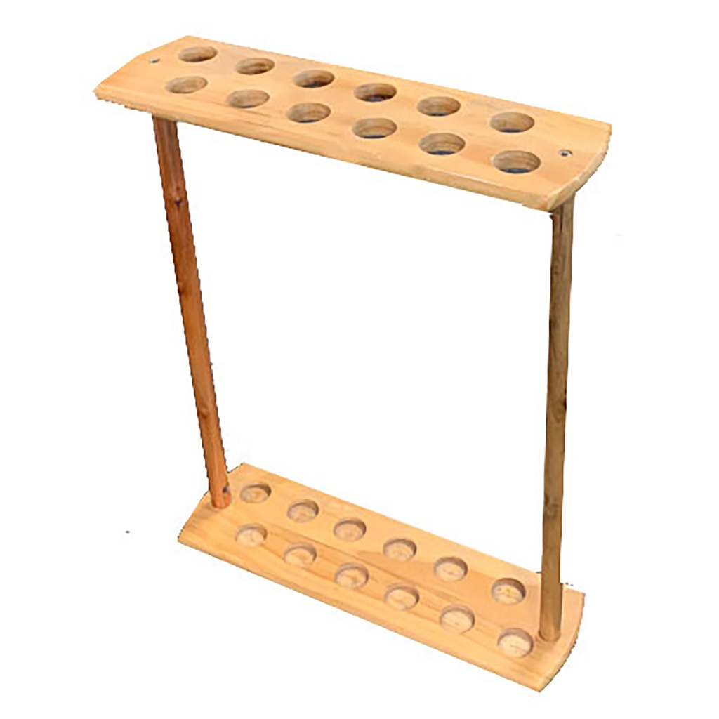 Gallery-Frame Twin-Dowel Sword Cane Display Stand - Natural Wood