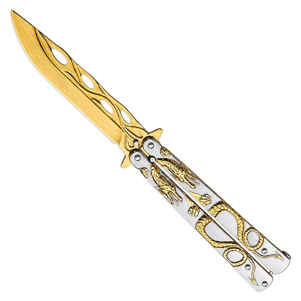 Dragon Sovereign Display Butterfly Knife - Gold Two Tone