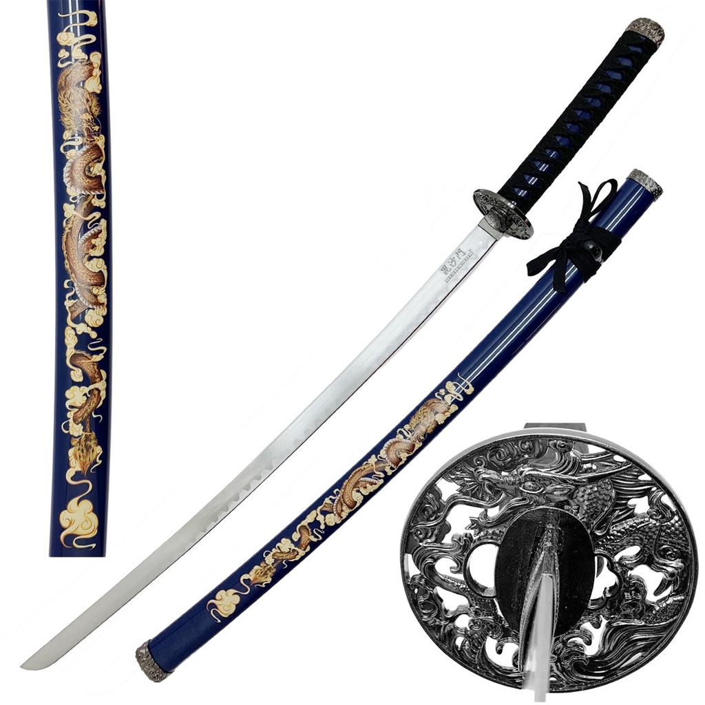Blue Dragon Display Samurai Sword - Glossy Blue