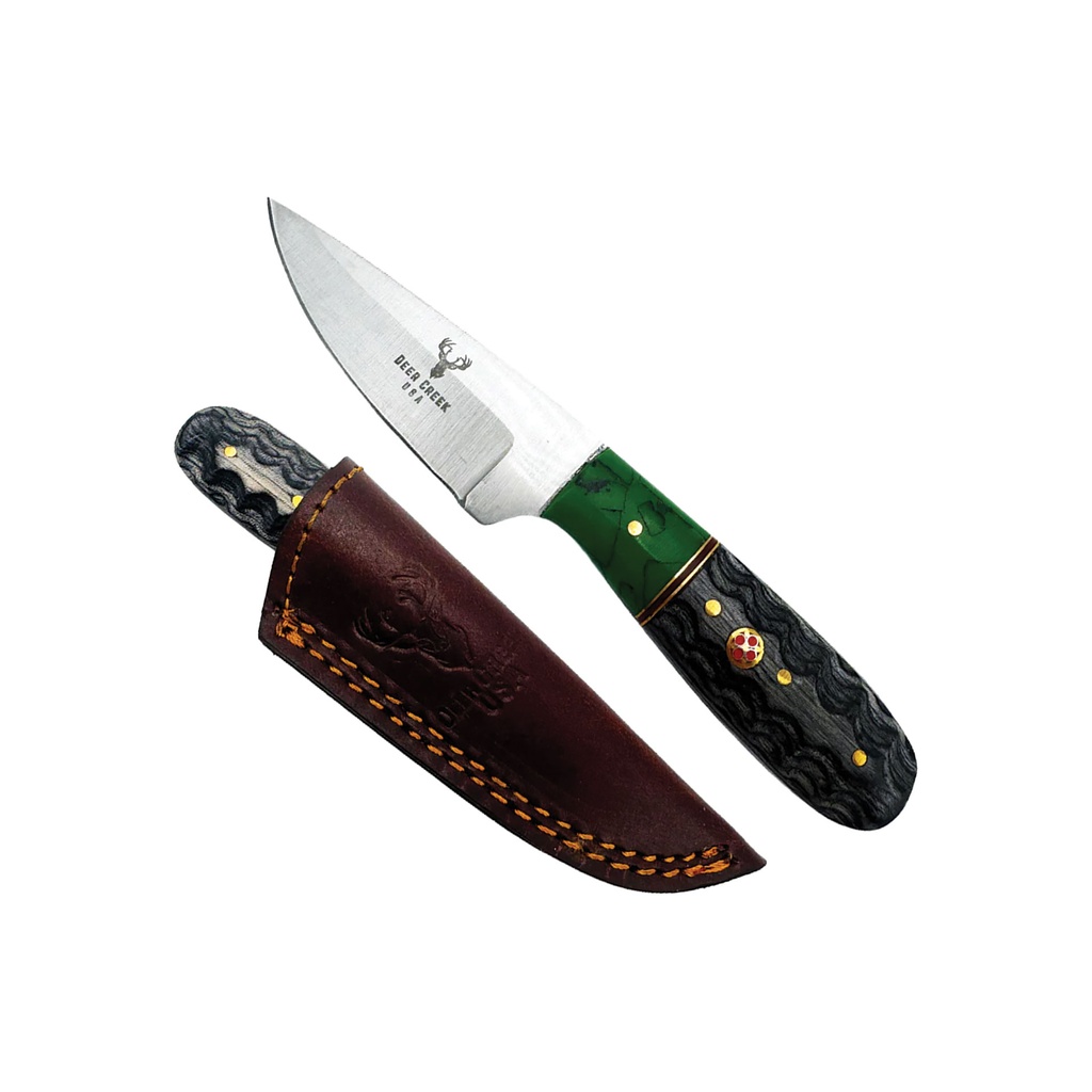 Split Ridge Field-Control Hunting Knife - Black & Green Pakkawood