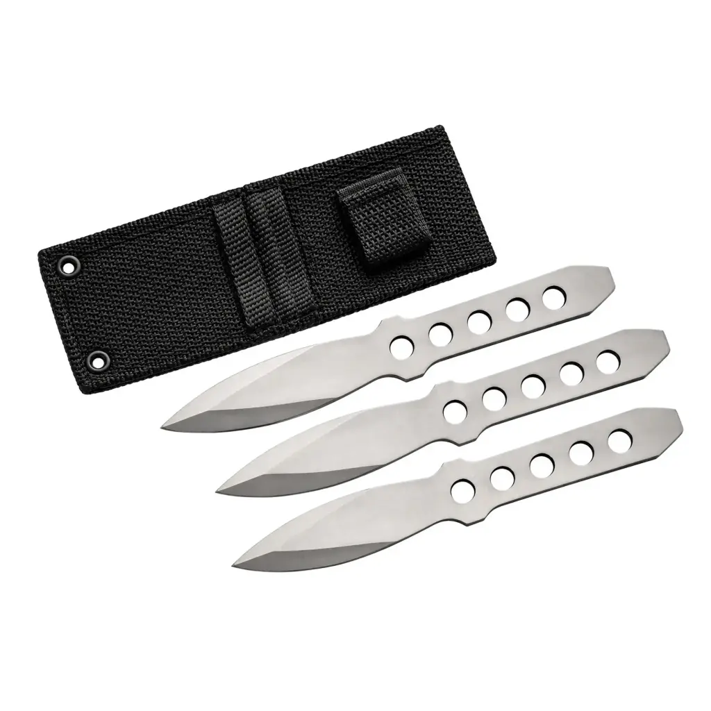 Minimalist Tri-Arc Throwing Knife Set - Silver Steel
