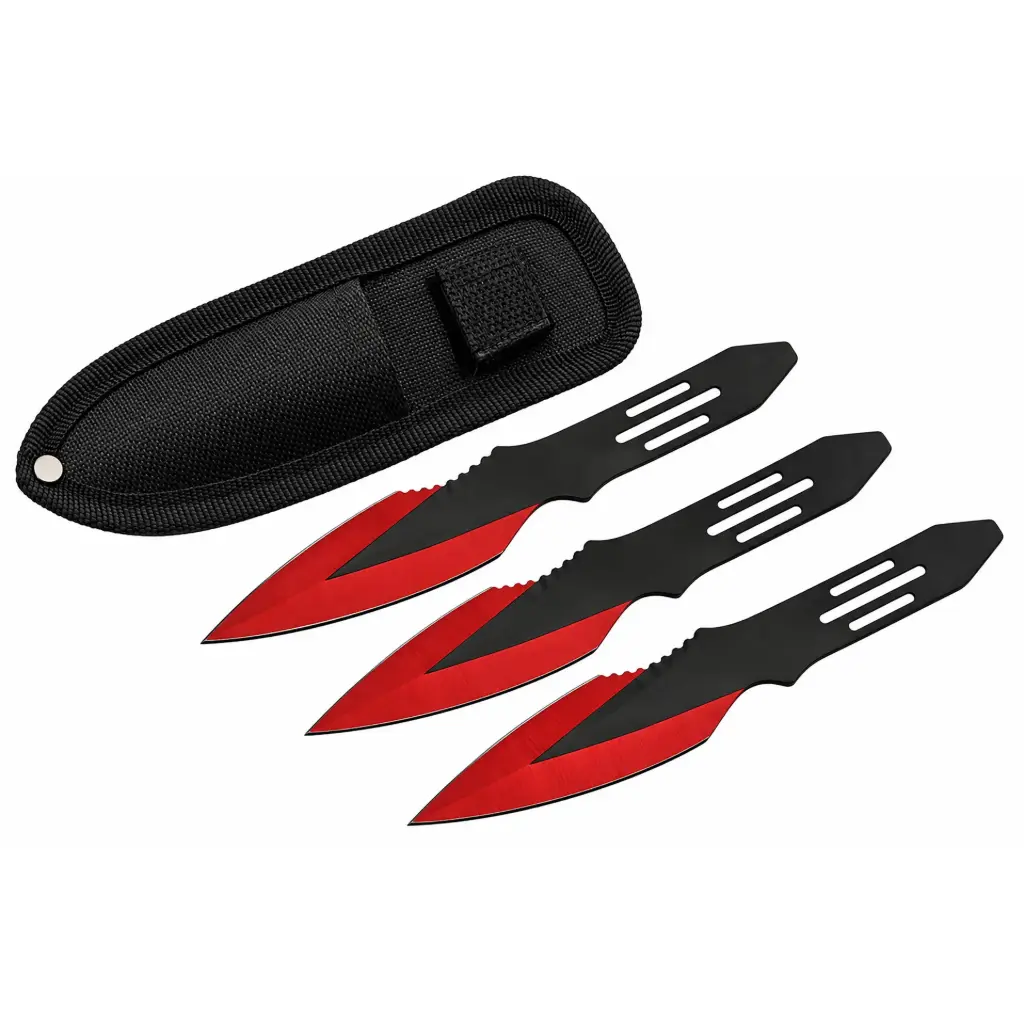 Crimson Vector Triple Throwing Knife Set - Red Steel