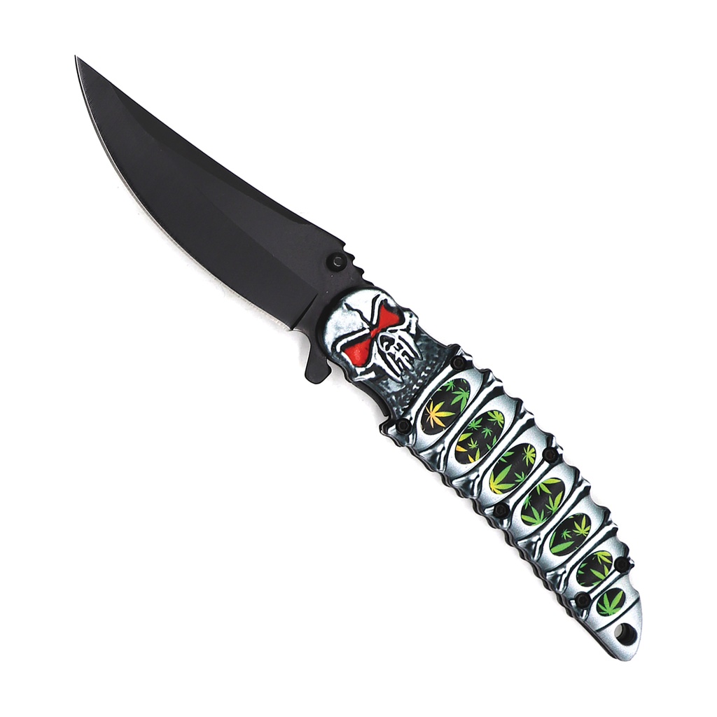 Skullleaf Rapid Deploy Assisted Opening Knife - Black Blade