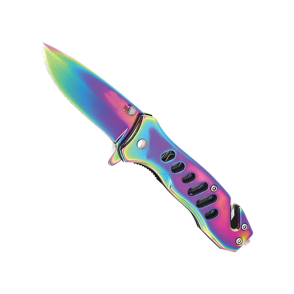 Prism Rescue Spring-Assisted Rescue Knife - Rainbow Iridescent