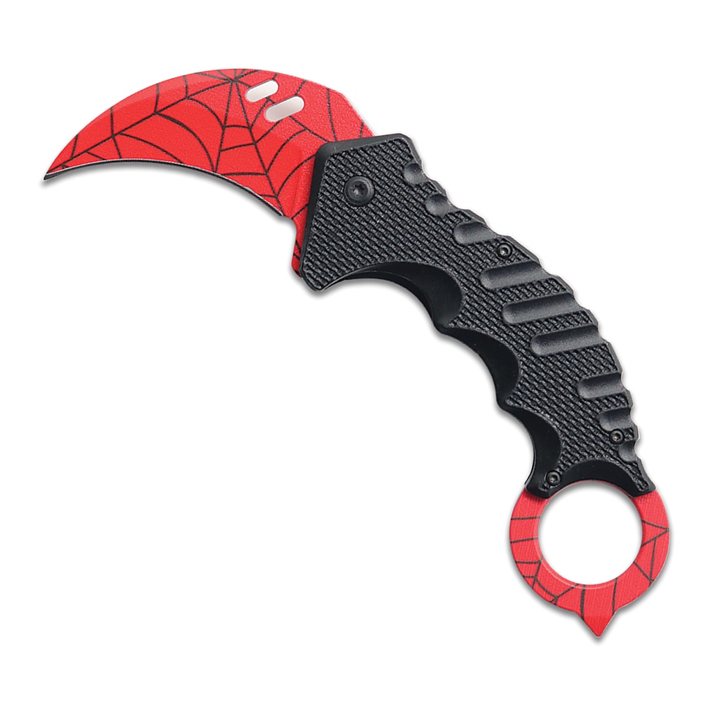 Crimson Web Rapid-Assist Karambit Knife - Red Matte