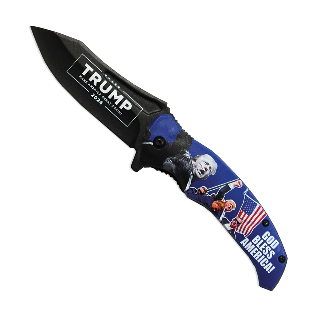 God Bless America Rapid-Deploy Assisted Opening Knife - Black Blade