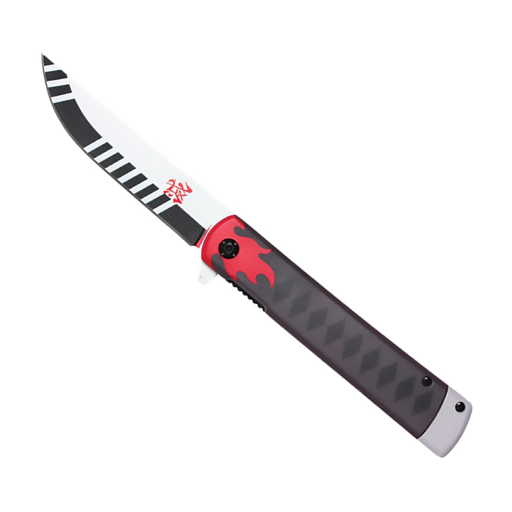 Ancient Flame Anime-Inspired Flipper Pocket Knife - Red Fire