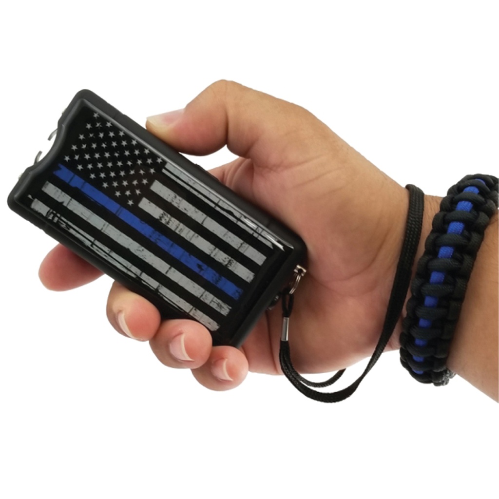 Blue Line Tribute Police-Strength Stun Gun - Rubberized Black