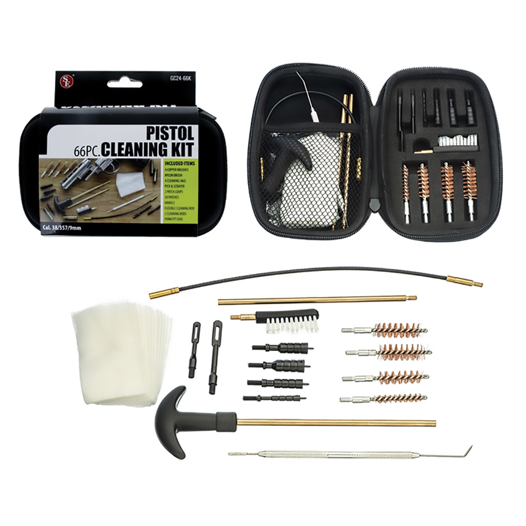 Range-Fit 66-Piece Pistol Cleaning Kit - Black Zippered Case