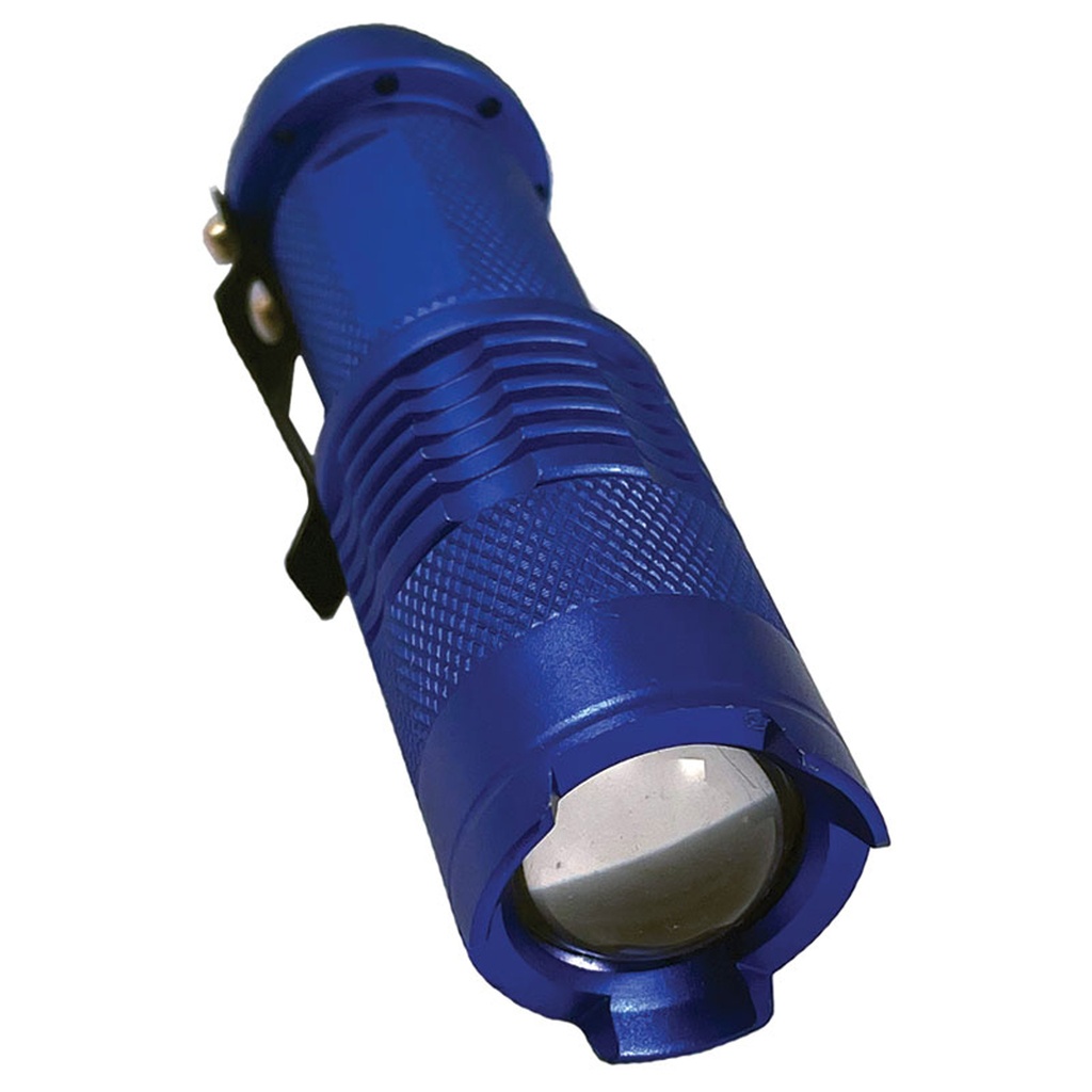 AquaGuard Precision Zoom Pocket Flashlight - Blue Aluminum