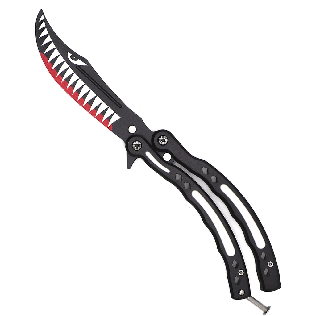 Sharkfin Balance Balisong Trainer - Matte Black Steel