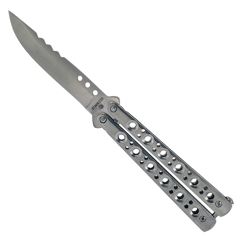 Heritage Latch Butterfly Knife - Stainless Silver
