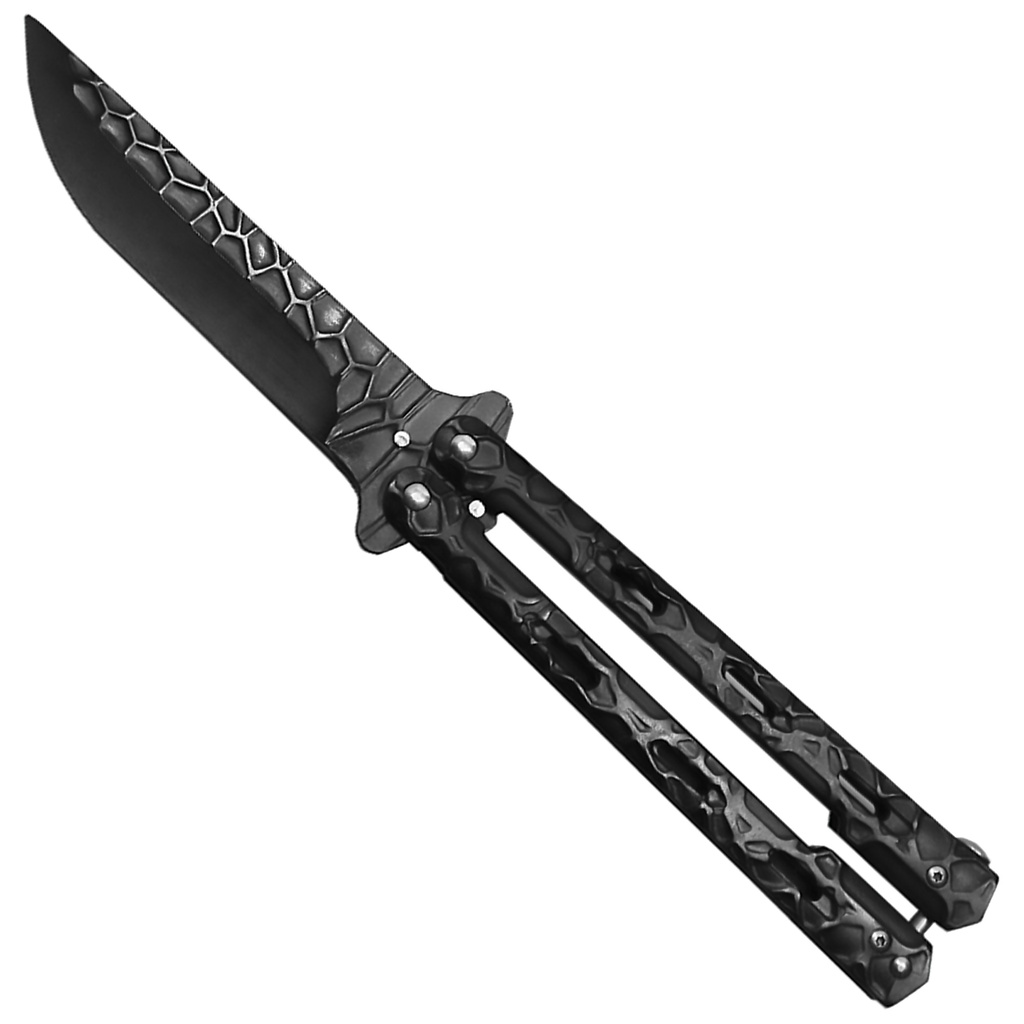 Metalliglide Textured-Grip Butterfly Trainer Knife - Black