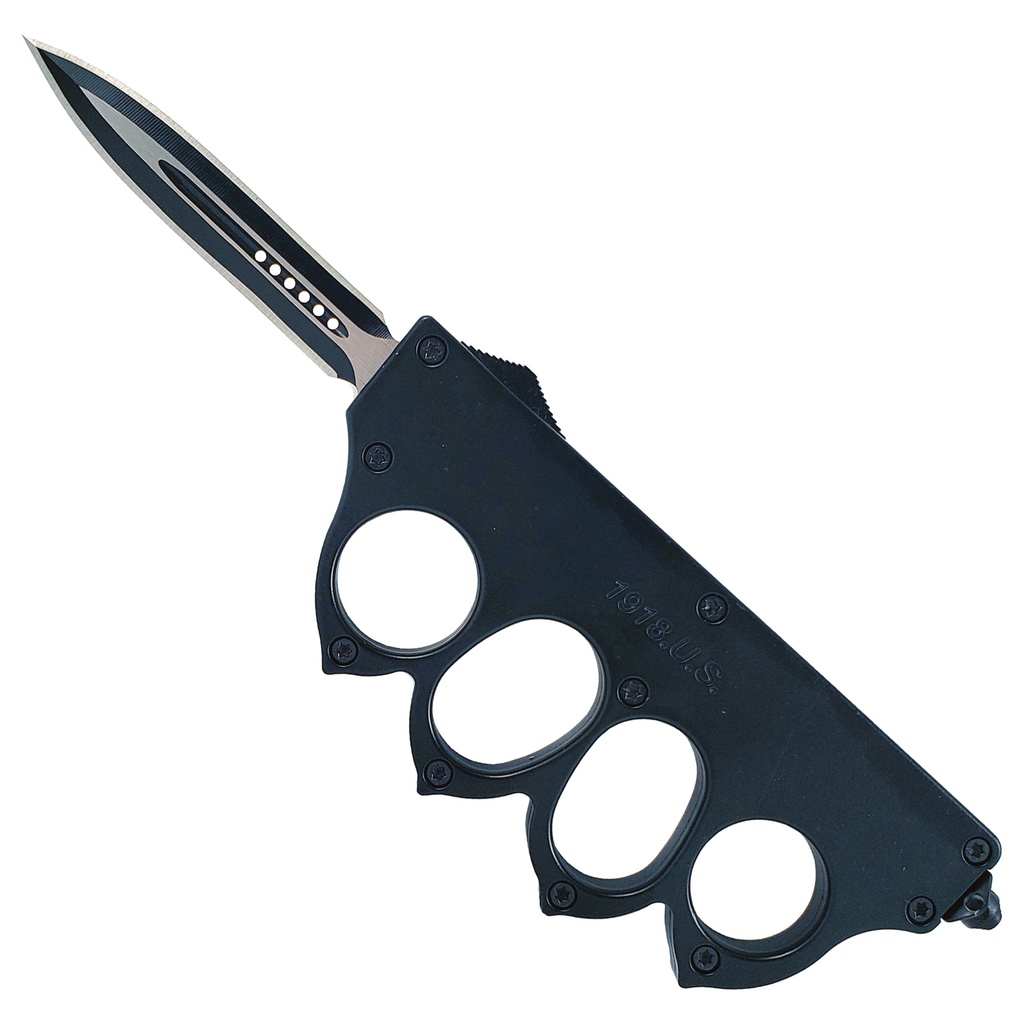 1918 Heritage Knuckle-Guard OTF Trench Knife - Matte Black Metal