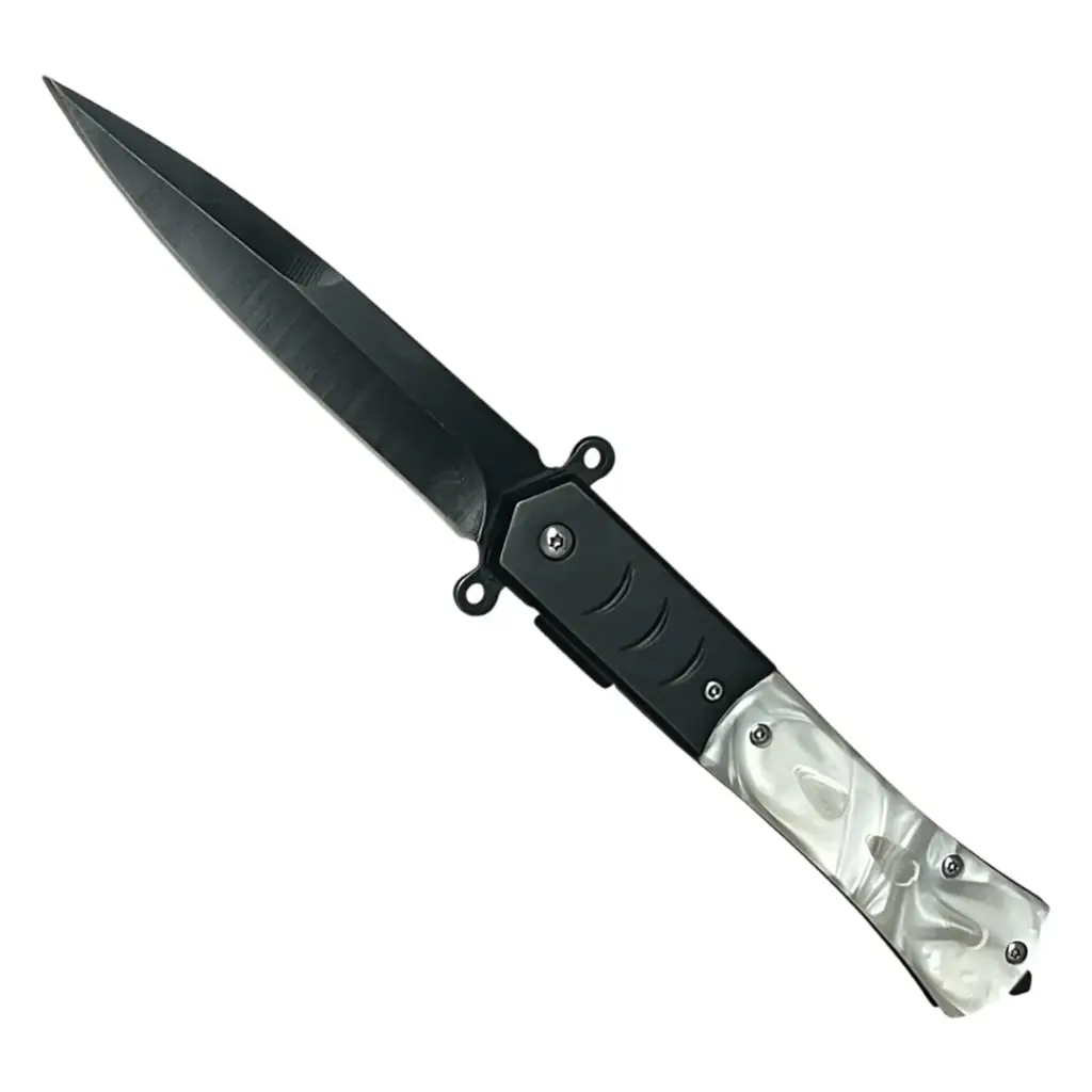 Marble Mirage Quick-Deploy Stiletto - Pearl White