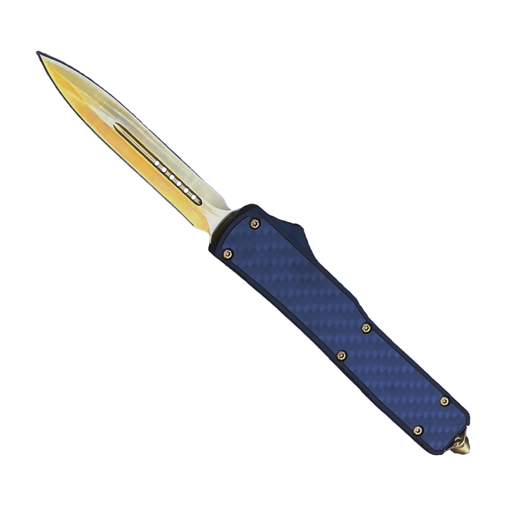Auric Vector Slide-Action OTF Knife - Carbon Fiber Gold