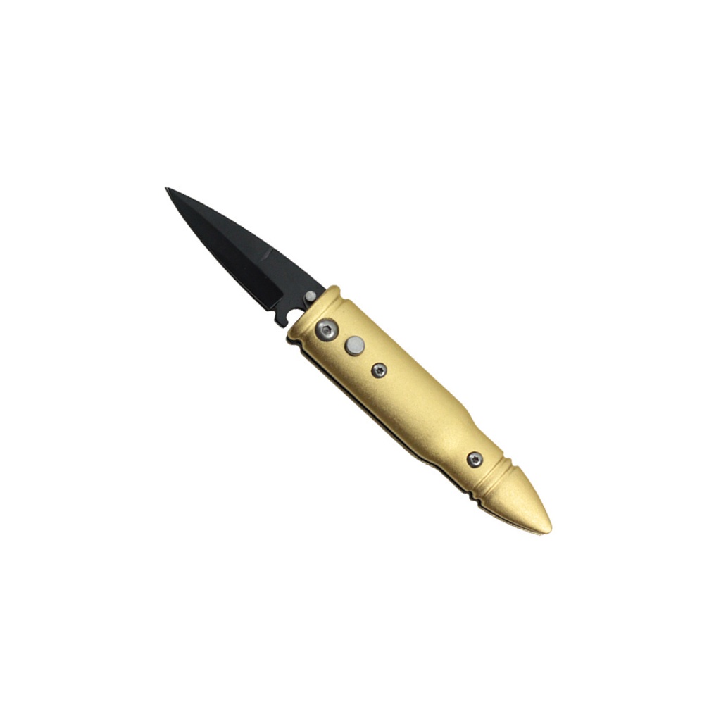Bullet Capsule Counter-Ready Mini Automatic Knife - Gold Metal
