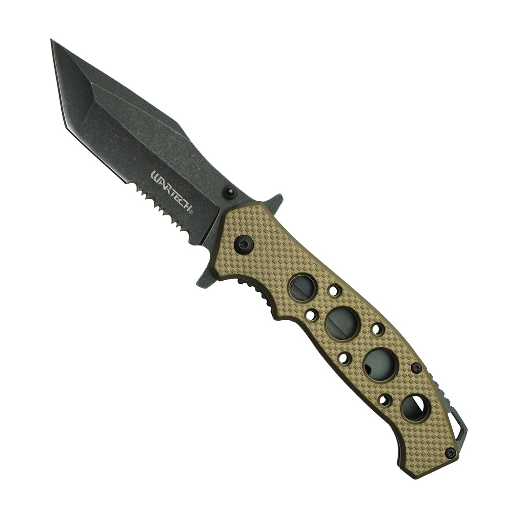 Desert Vent Tactical Tanto Folding Knife - Tan