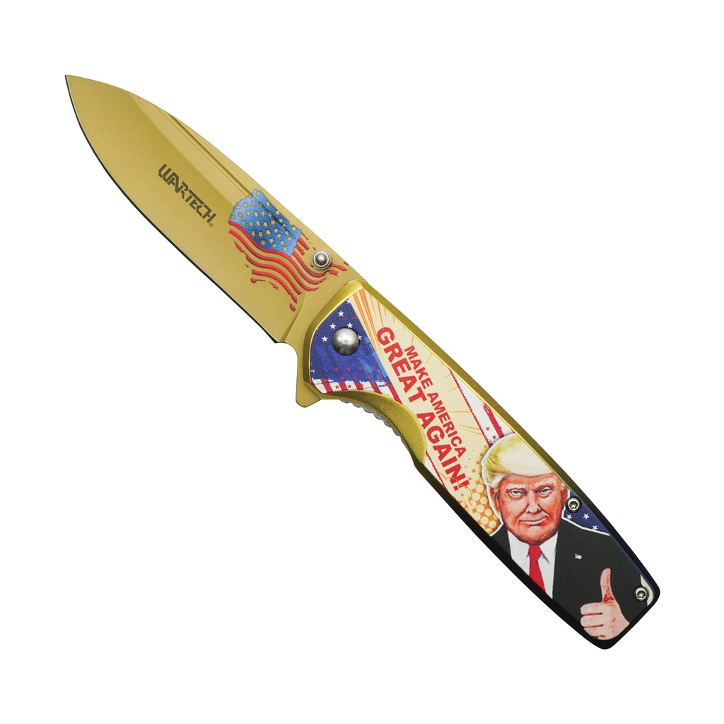 Liberty Banner Quick-Deploy Spring-Assisted Pocket Knife - Gold