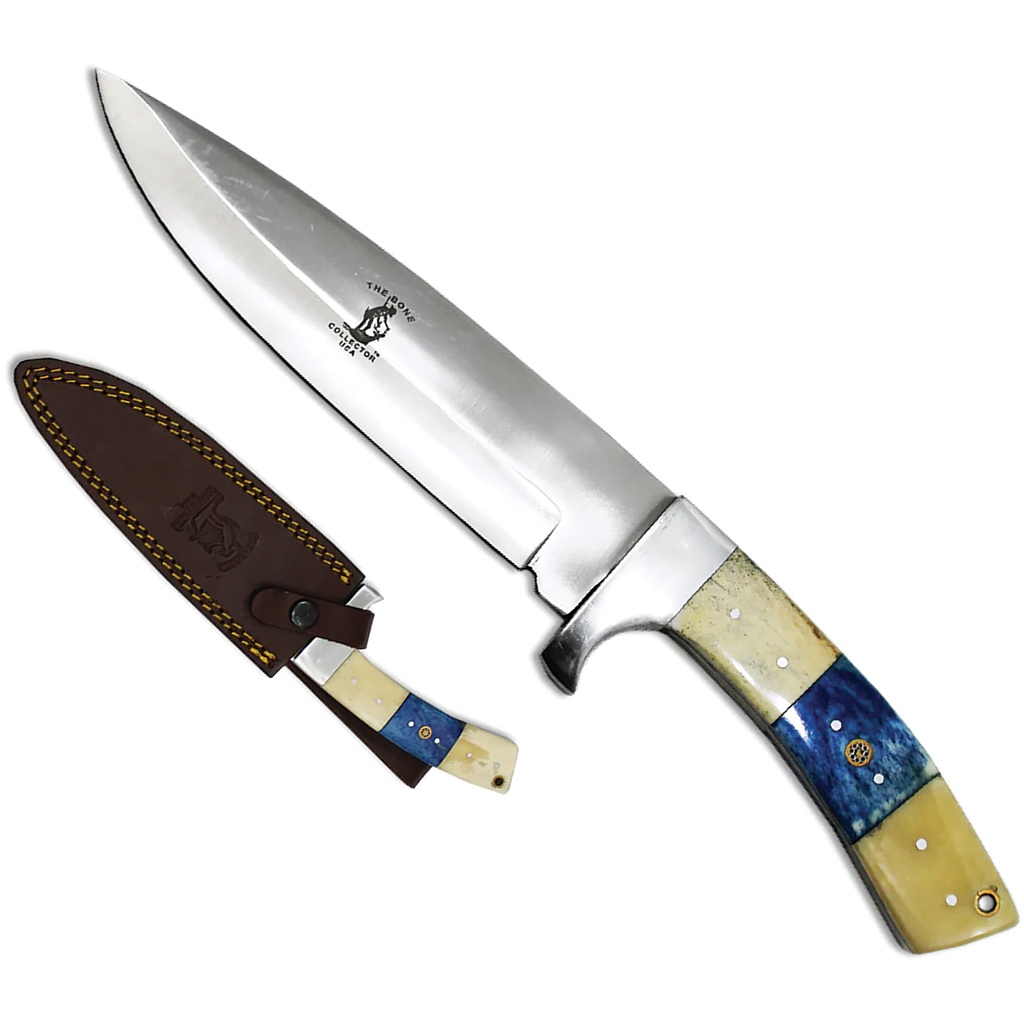 Glacier Vein Full-Tang Hunting Knife - Blue & White Bone