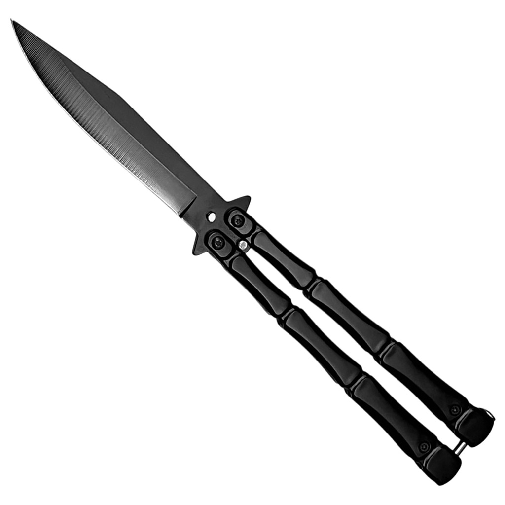 Skeleton Grip Balanced Butterfly Knife - Matte Steel