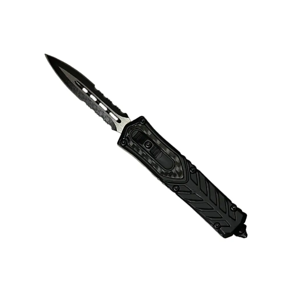 Carbon Shadow Double-Edge OTF Knife - Black Carbon Fiber
