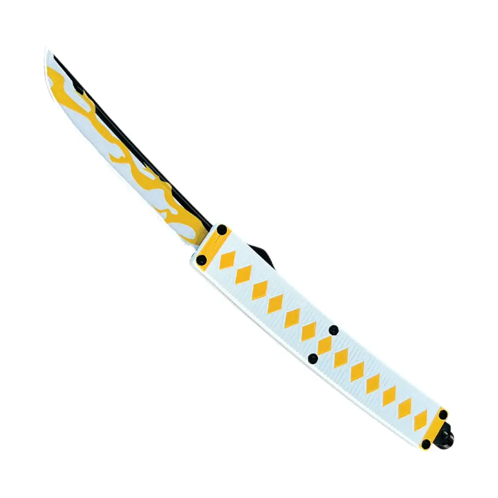 Katana Wrap Quick-Deploy OTF Knife - White/Yellow