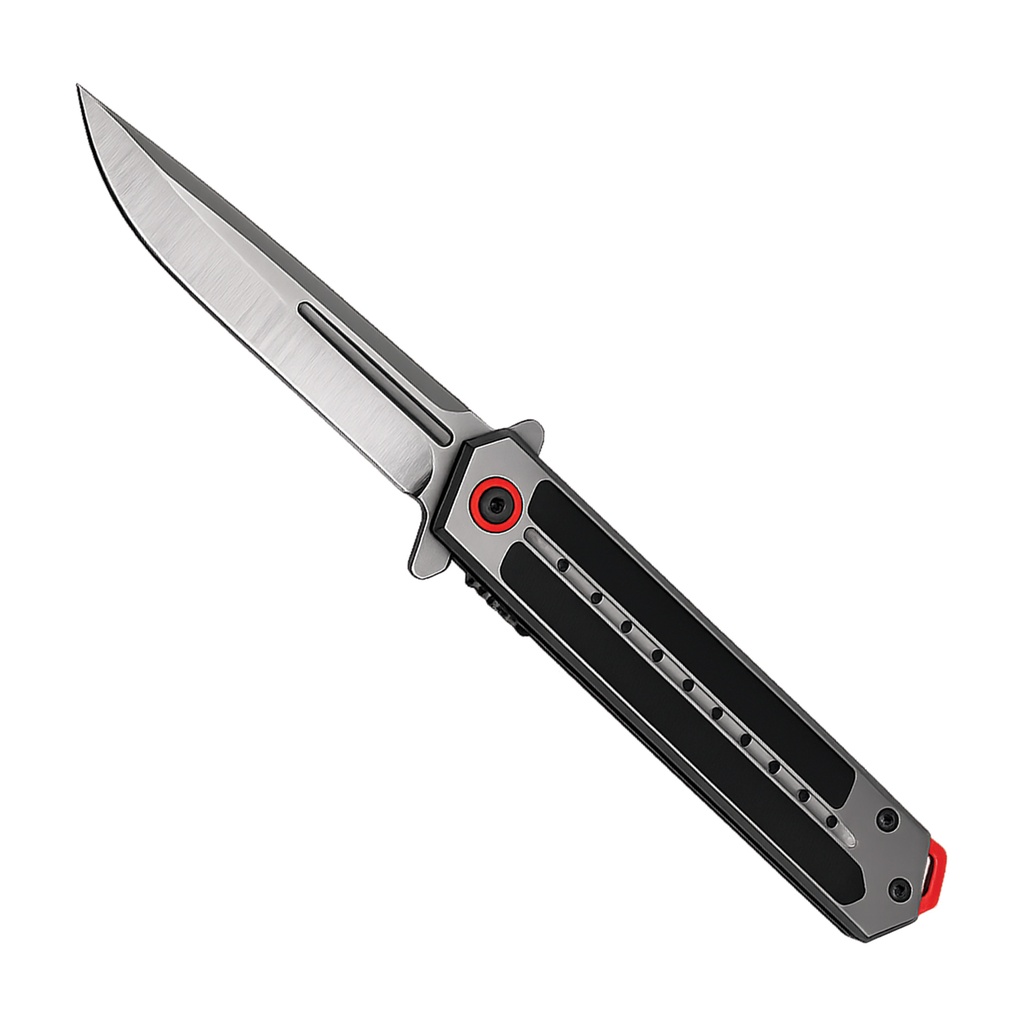 Ember-Line Quick-Deploy Spring Assisted Knife - Gray/Red G10