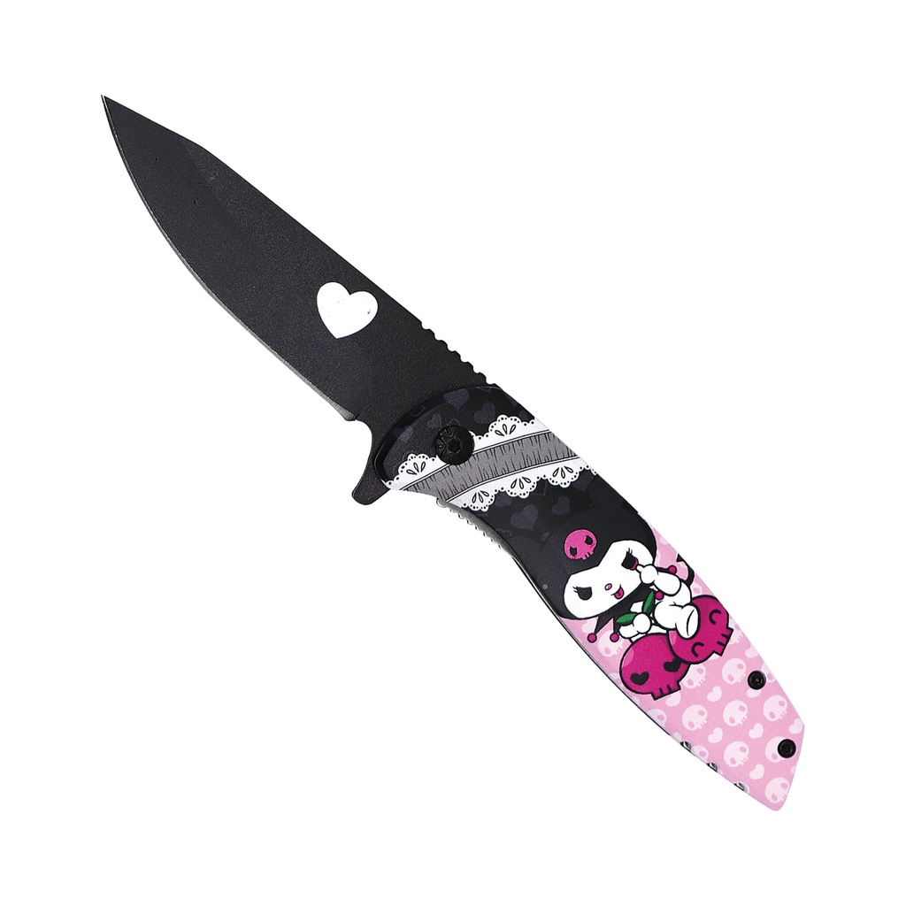 Hello Hearts Quick-Assist Pocket Knife - Pink/Black Aluminum