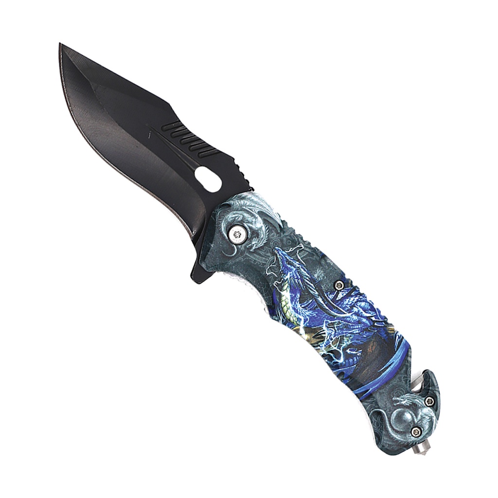 Dragon Gaze Thumb‑Hole Assisted Opening Knife - Matte Black