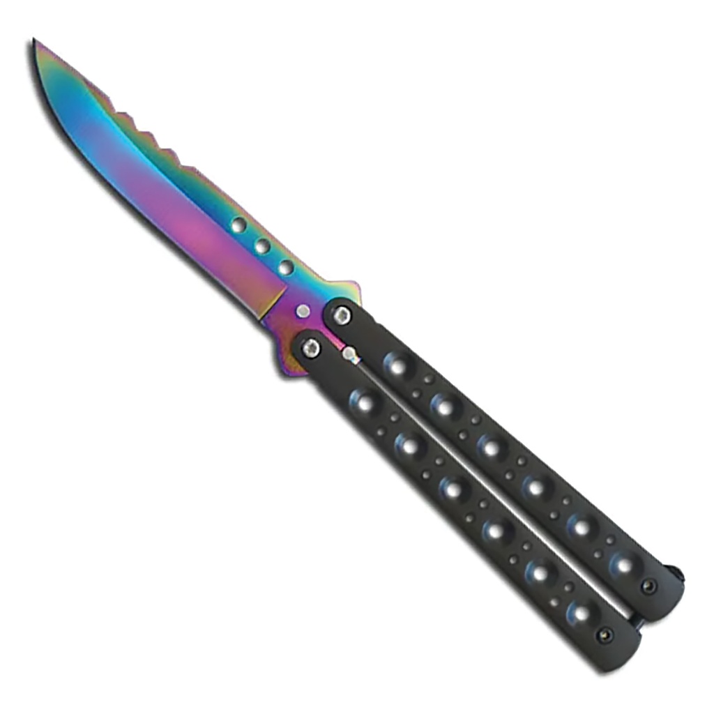 Prism Vent Lightweight Butterfly Knife - Rainbow Steel