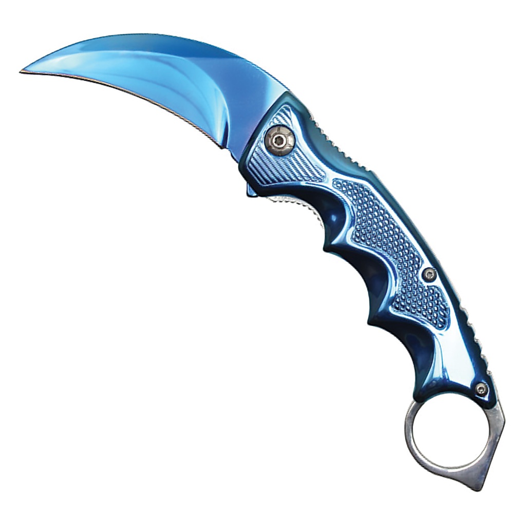 Azure Claw Quick-Strike Spring-Assisted Karambit Knife - Blue Steel