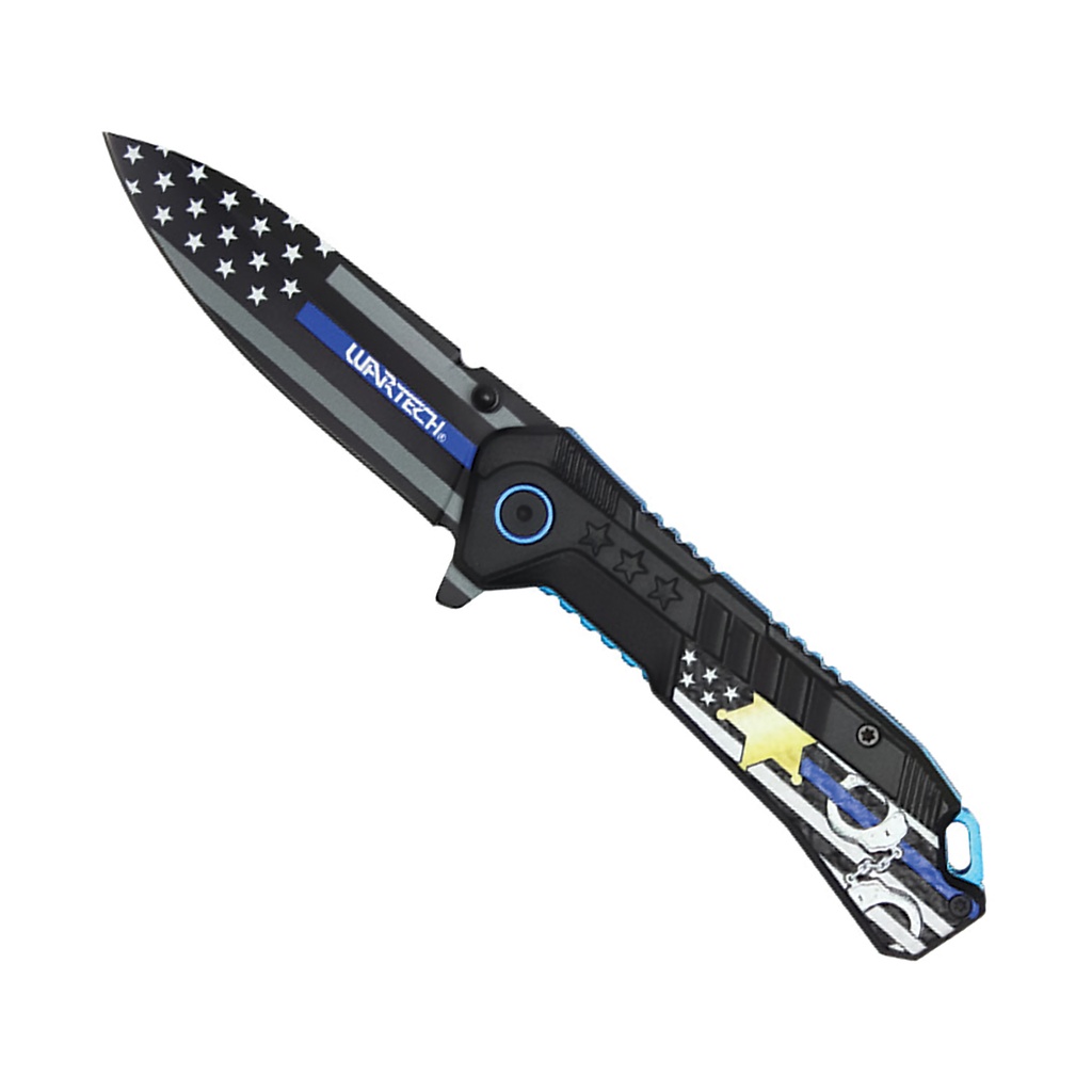 Blue Line Honor Quick-Deploy Spring Assisted Knife - Black Flag Etch