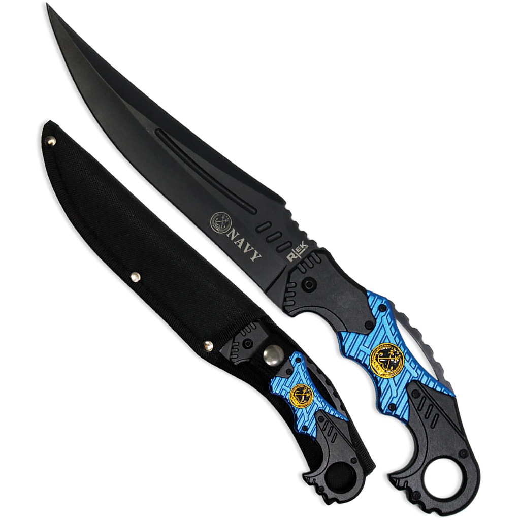 Navy Honor Sentinel Fixed Blade Knife - Black Blue