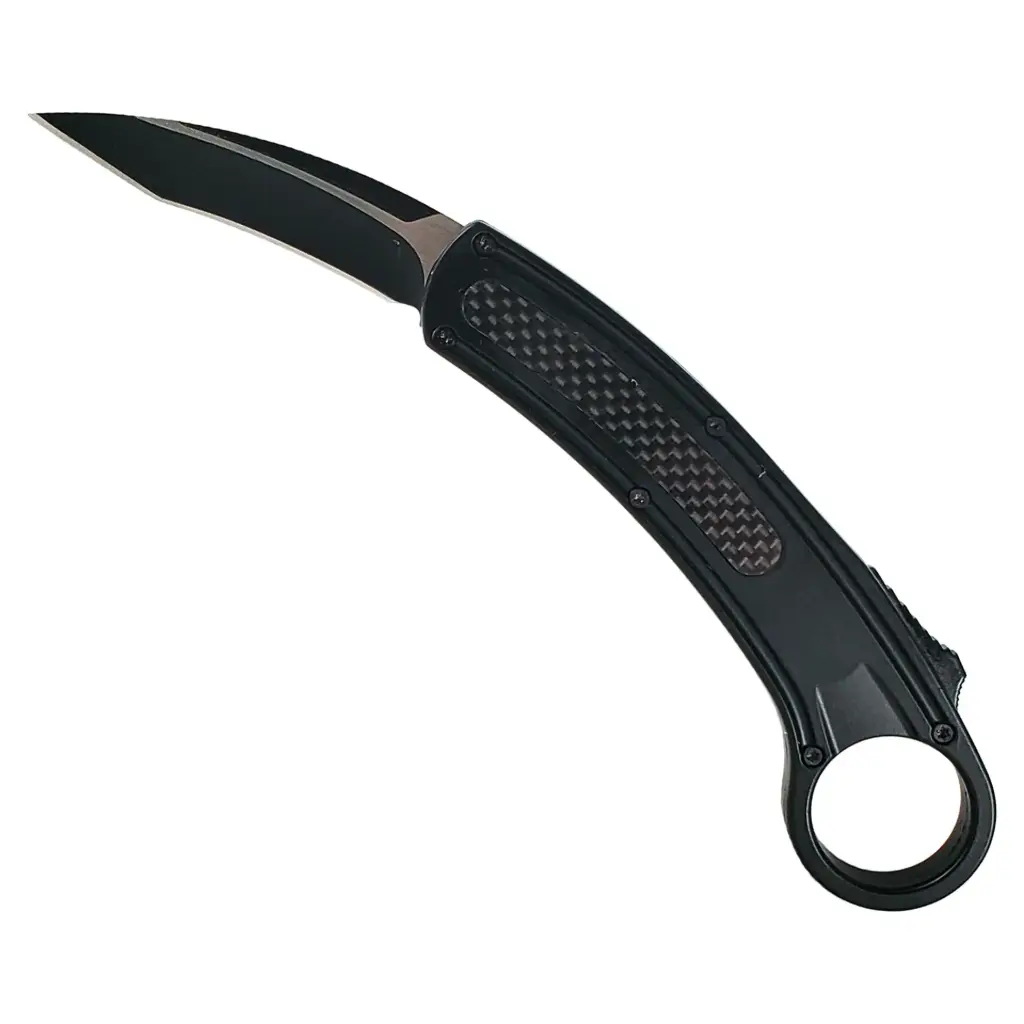 Carbon Talon Rapid-Deploy Karambit OTF Knife - Black Carbon Fiber