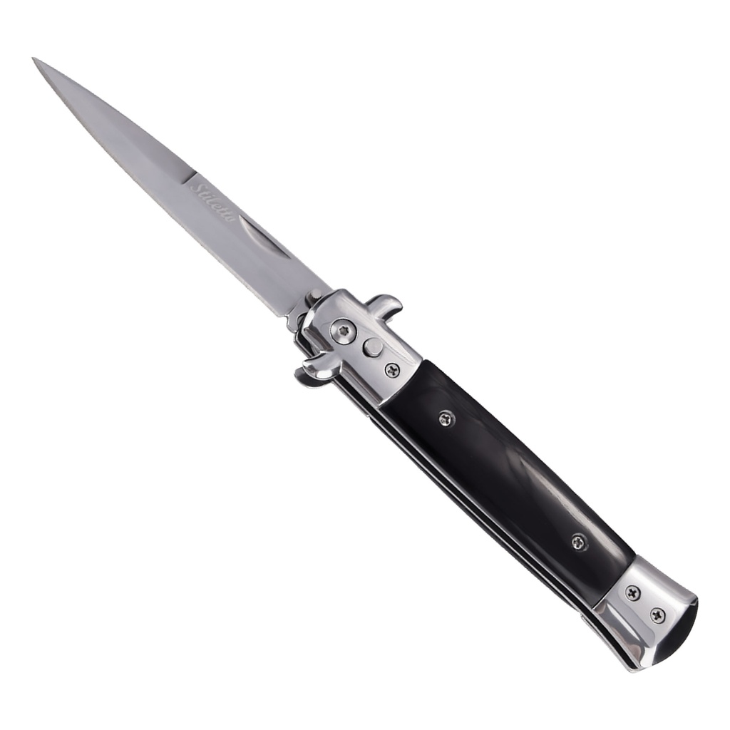 Midnight Bayonet Quick-Button Stiletto Switchblade - Black Wood