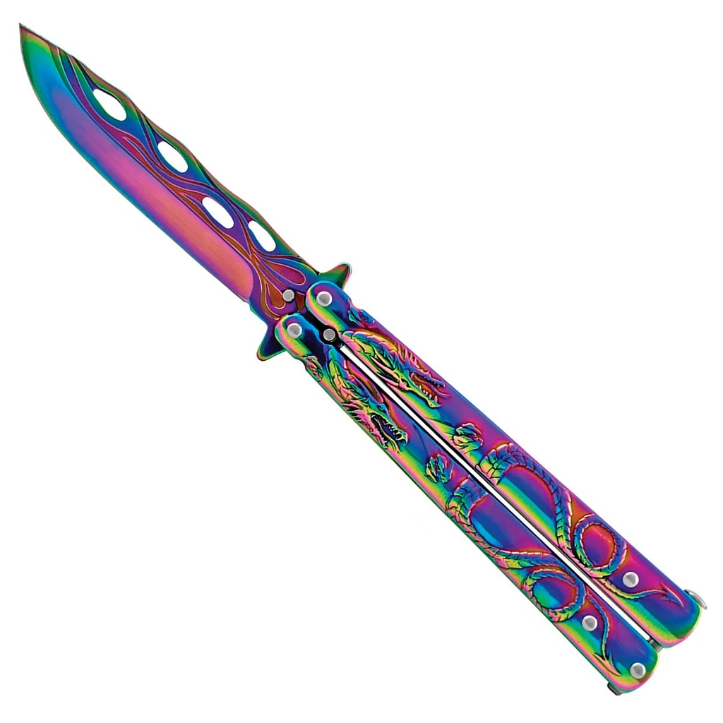 Classic KrissFlips: Training Butterfly Knife with Kriss Blade & Hole Design Handle - Rainbow