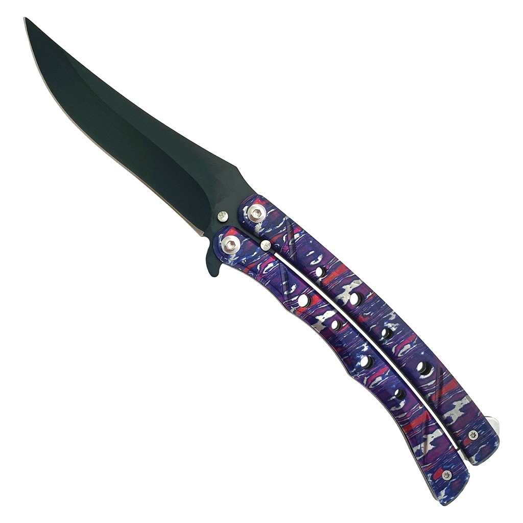 Psychedelic Handle Upswept Butterfly Knife