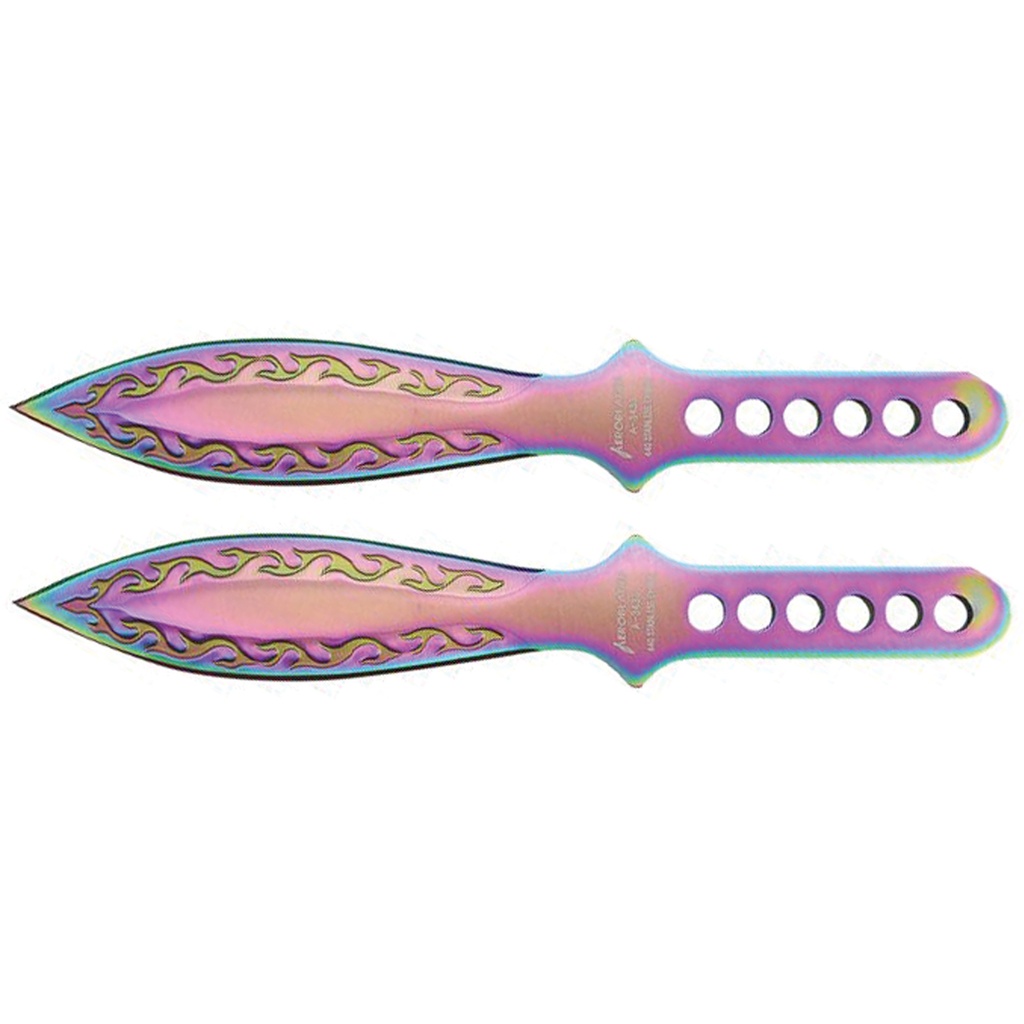 Arc Lightning Twin-Balance Throwing Knife Set - Rainbow Steel