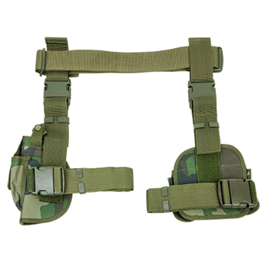 Woodland Readiness Dual Drop Leg Holster Rig - Camo