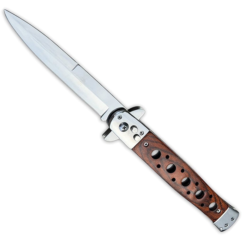 Midnight Stiletto Heritage Automatic Knife - Wood Inlay Steel
