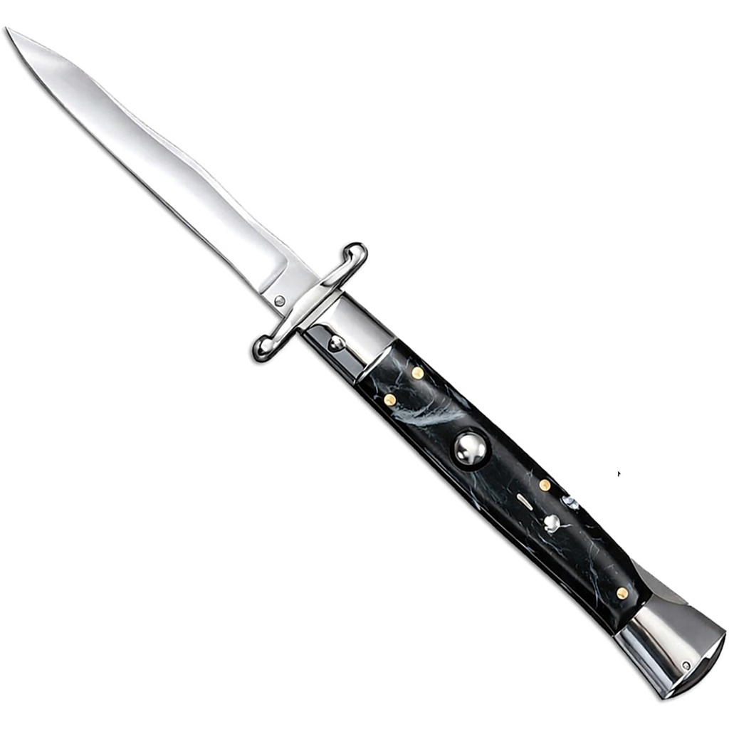 Midnight Vendetta Swing-Guard Stiletto Automatic Knife - Black Pearl