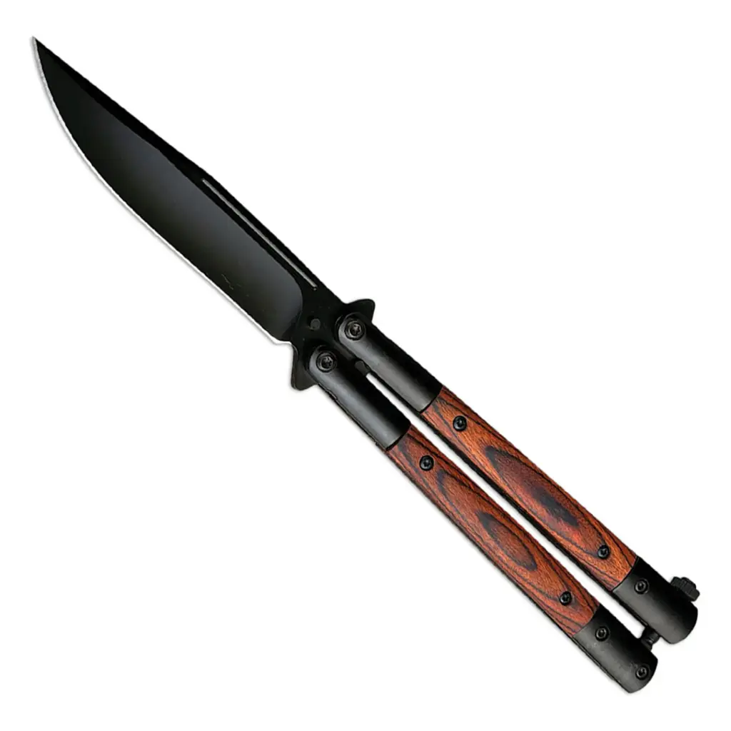 Heritage Flip Classic Butterfly Knife - Wood Inlay Black
