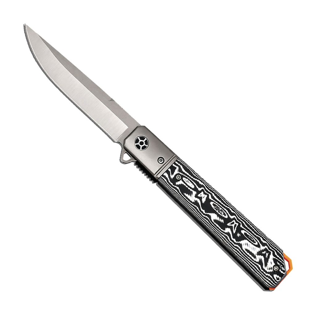 Monochrome Vector Flipper Pocket Knife - Black & White Micarta