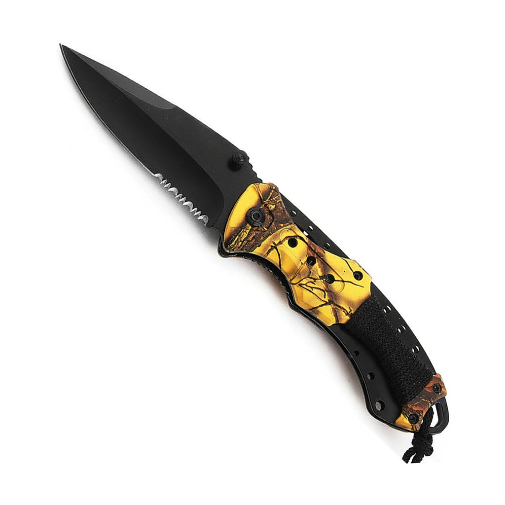 Signal Camo Quick-Deploy Assisted Folding Knife - Yellow Camo
