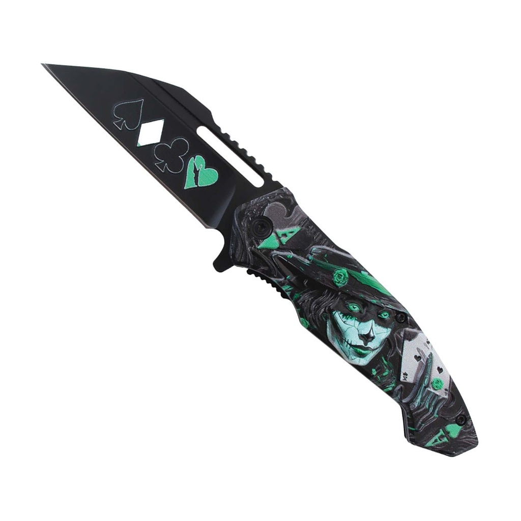 Lucky Gambler Quick-Draw Assisted Folding Knife - Green Aluminum