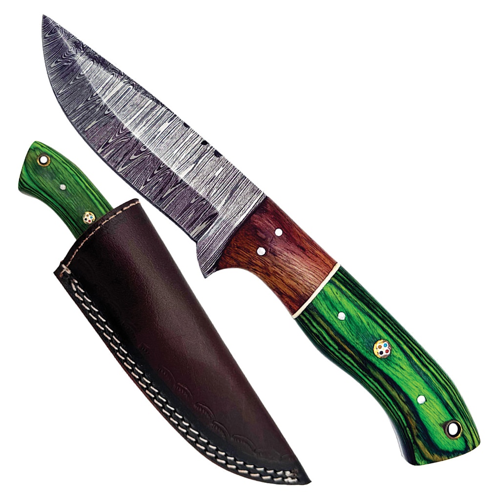 SAMPLE -Forest Vein Damascus Field Hunter - Green Wood