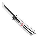 Kiss‑Cut Showpiece Reverse‑Tanto Butterfly Knife - Polished Steel
