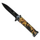 Golden Dragon Quick-Deploy Spring Assisted Knife - Black Aluminum