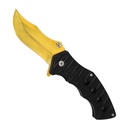Black-Gold Contrast Quick-Deploy Spring Assisted Knife - Gold Blade